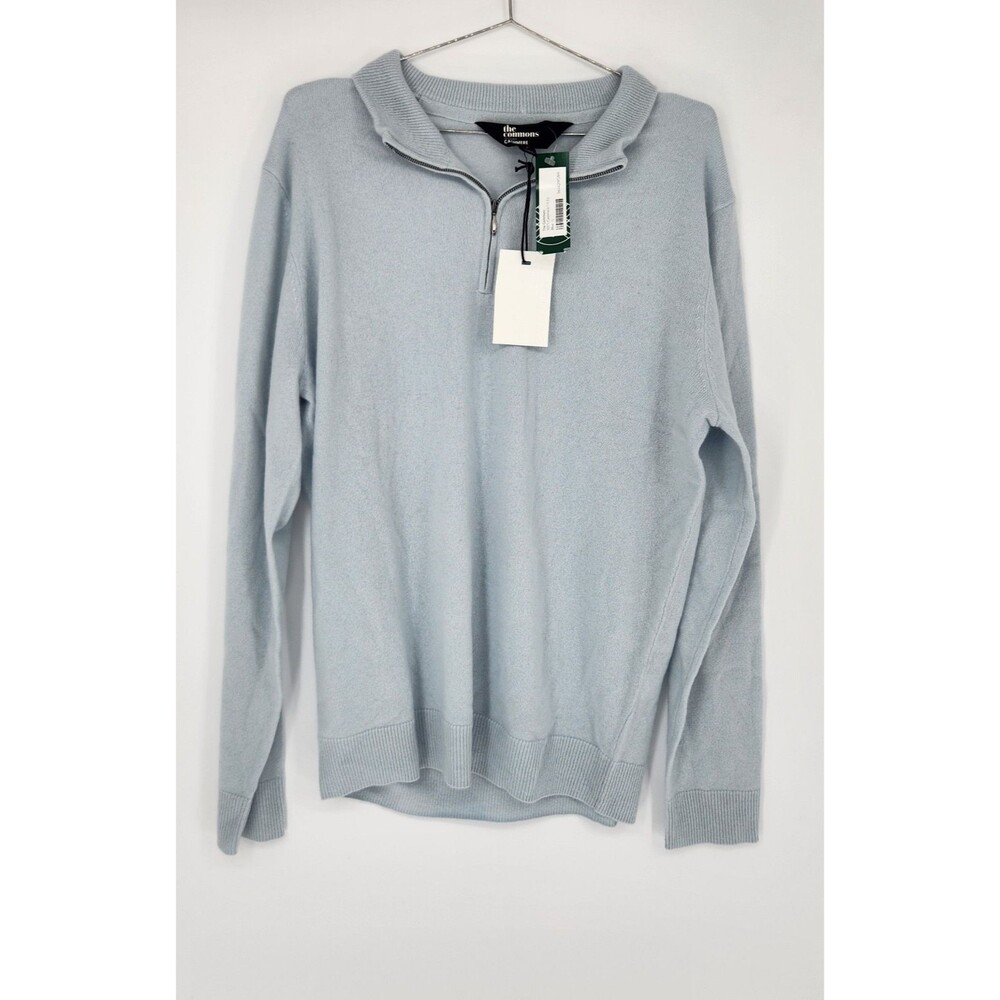The‎ Commons Men's Large Blue 100% Cashmere 1/4 Zip Sweater NWT